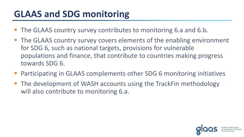 glaas and sdg monitoring