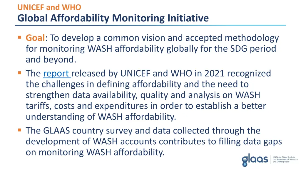 unicef and who global affordability monitoring