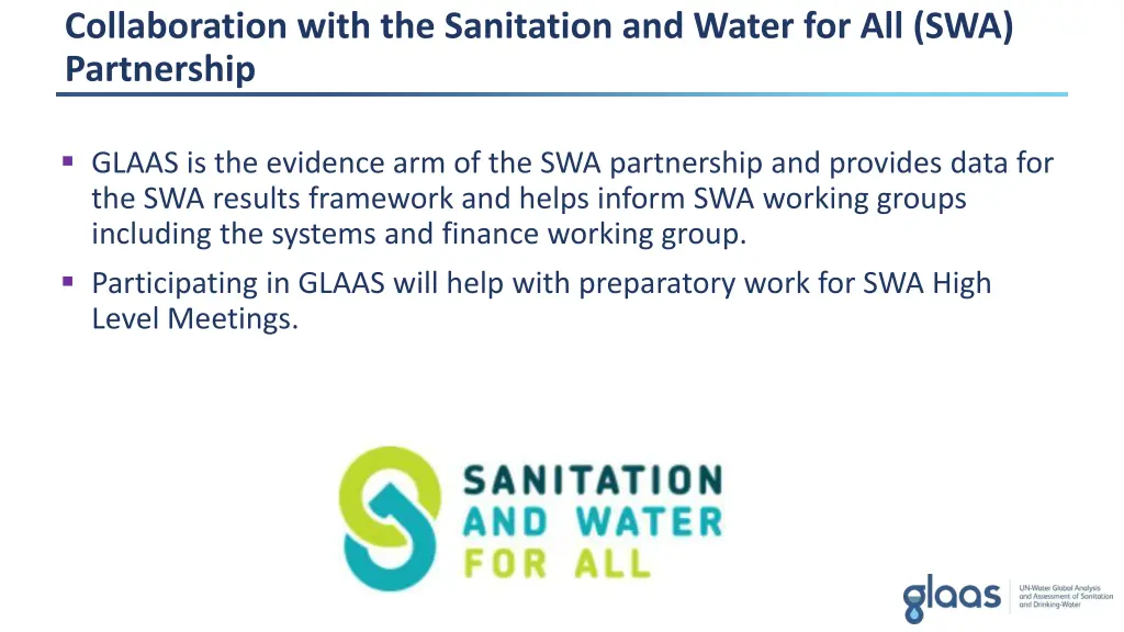 collaboration with the sanitation and water