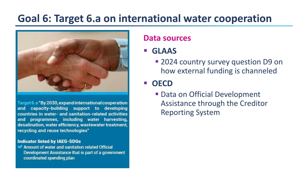 goal 6 target 6 a on international water