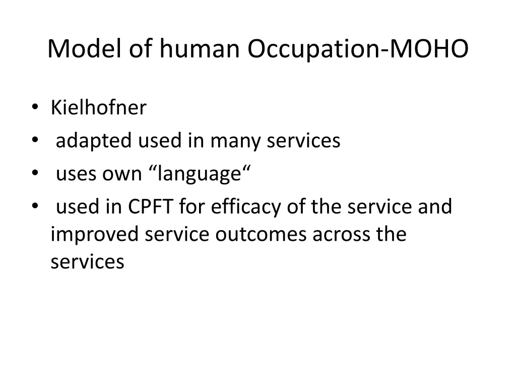 model of human occupation moho