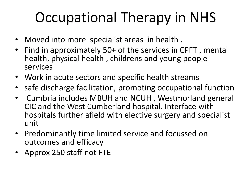 occupational therapy in nhs