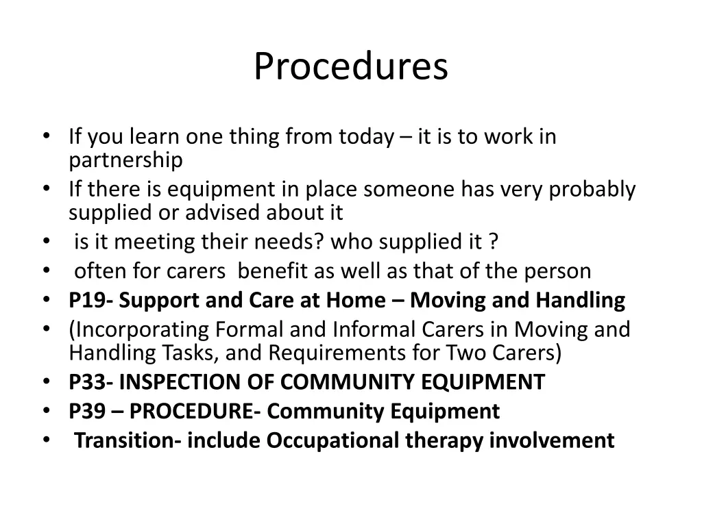 procedures