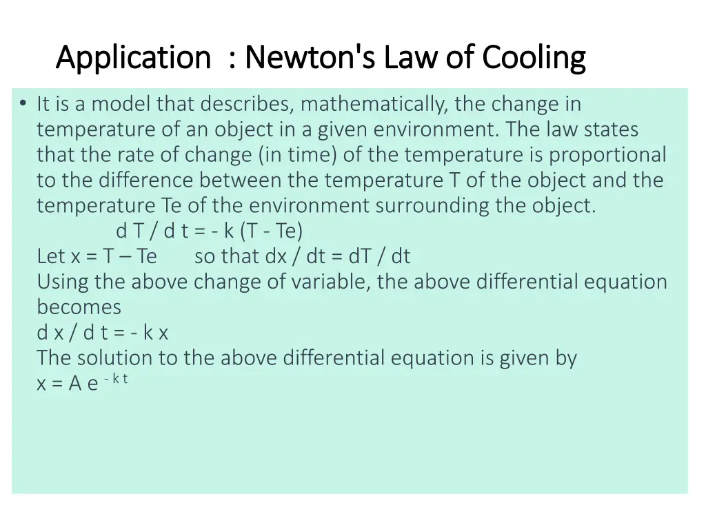 application newton s law of cooling application