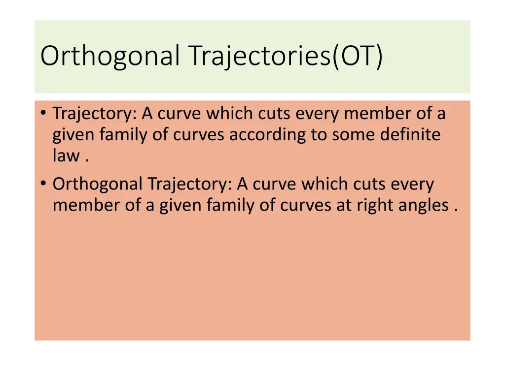 orthogonal trajectories ot