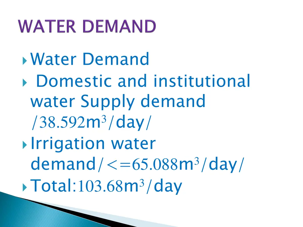 water demand domestic and institutional water