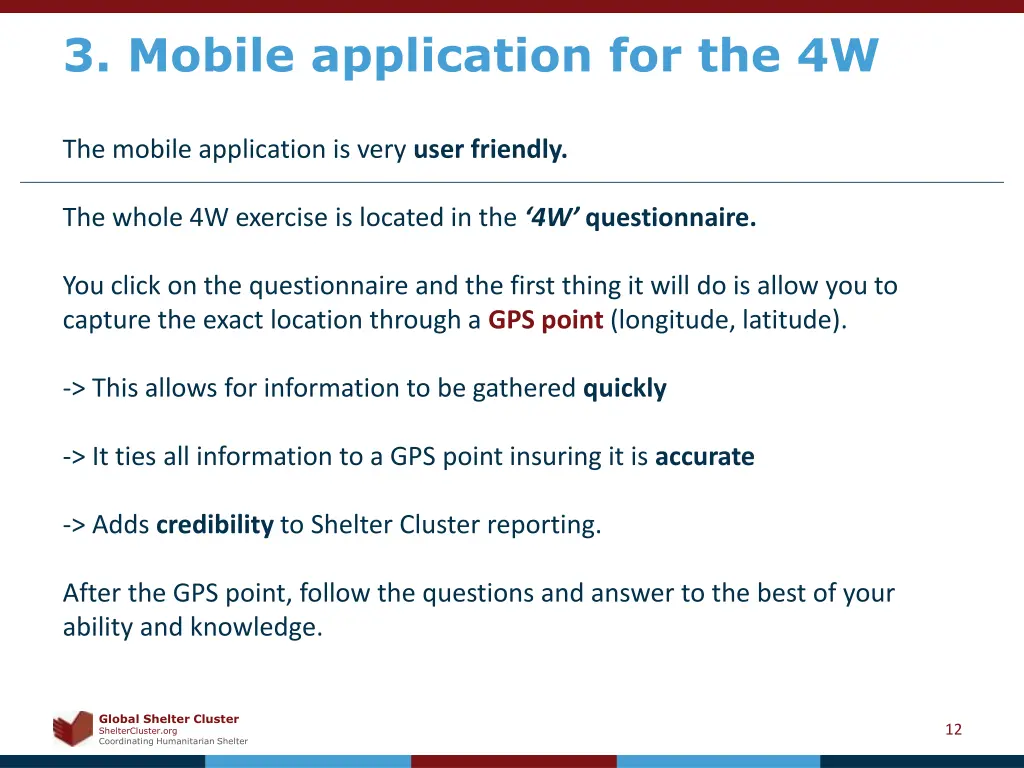 3 mobile application for the 4w