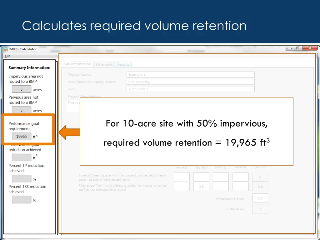 calculates required volume retention 1