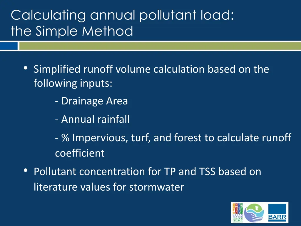 calculating annual pollutant load the simple 1