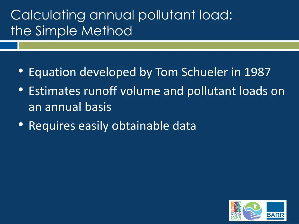 calculating annual pollutant load the simple