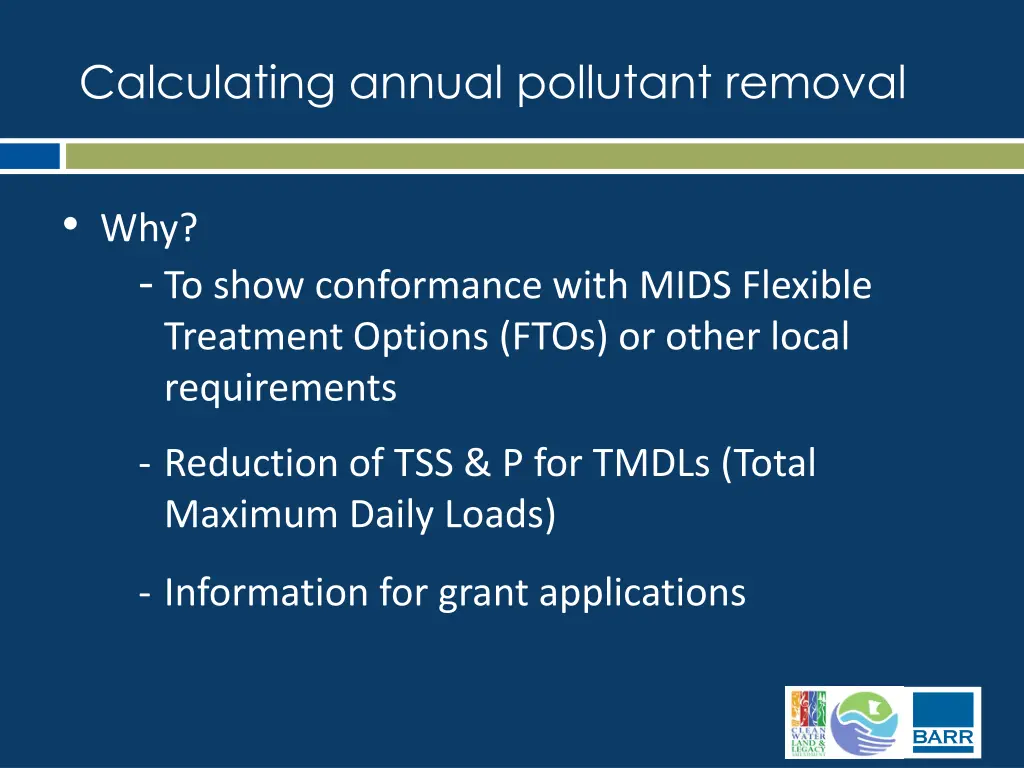 calculating annual pollutant removal 1