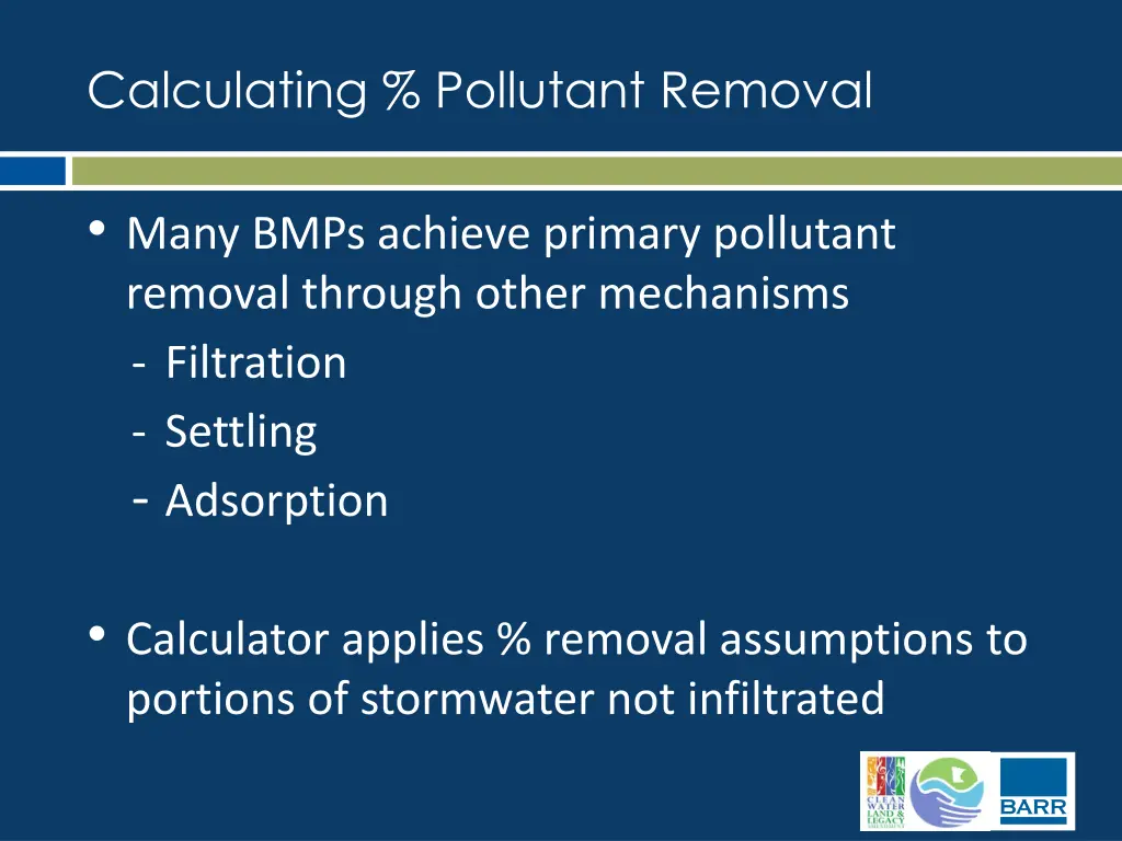 calculating pollutant removal