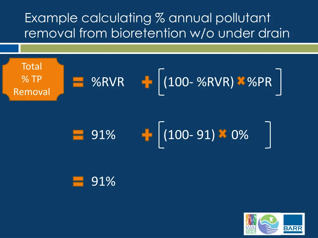 example calculating annual pollutant removal from