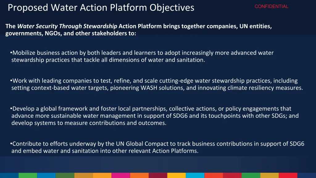 proposed water action platform objectives