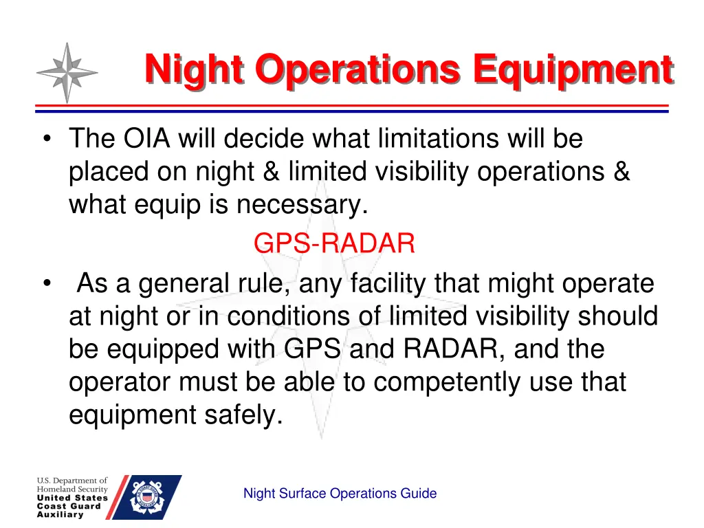 night operations equipment