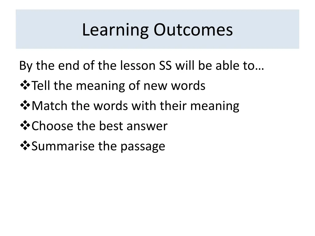 learning outcomes