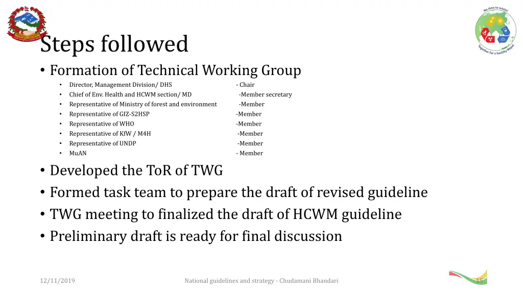 steps followed formation of technical working