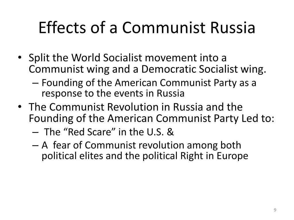 effects of a communist russia