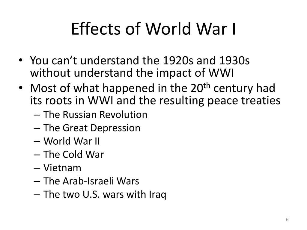 effects of world war i