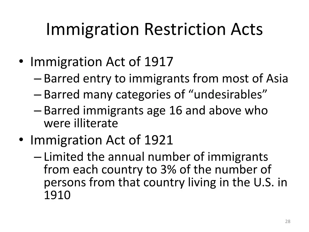 immigration restriction acts