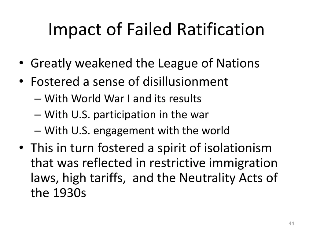 impact of failed ratification