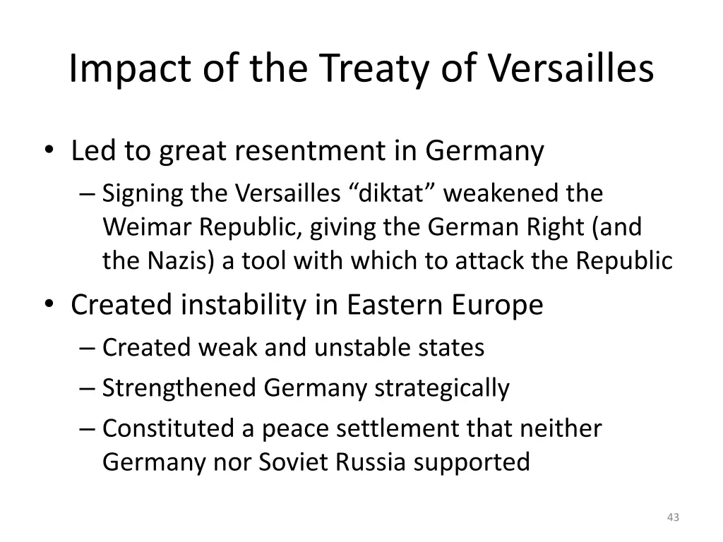 impact of the treaty of versailles