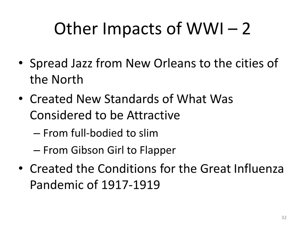 other impacts of wwi 2