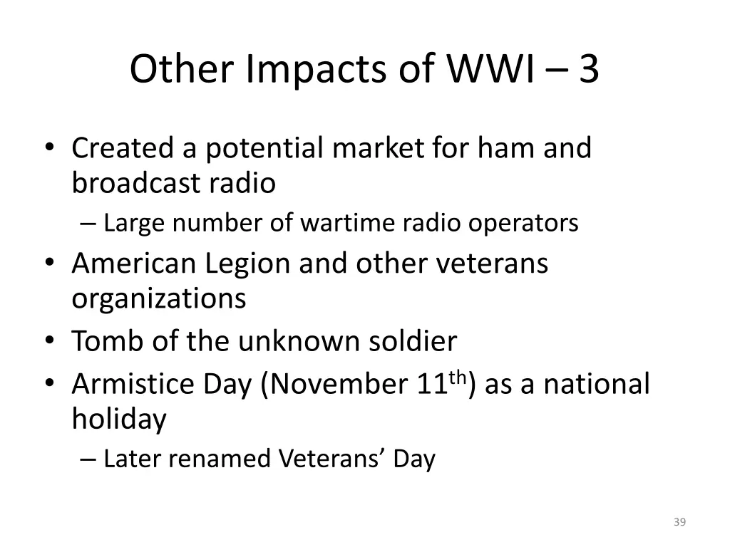 other impacts of wwi 3