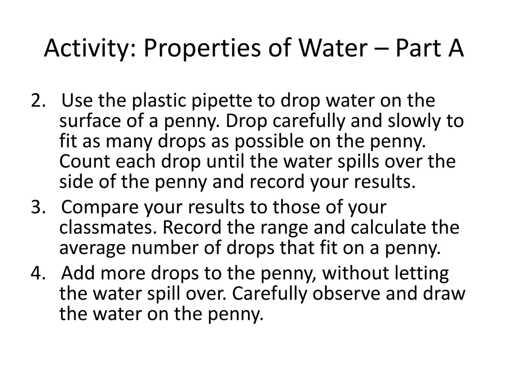 activity properties of water part a 1