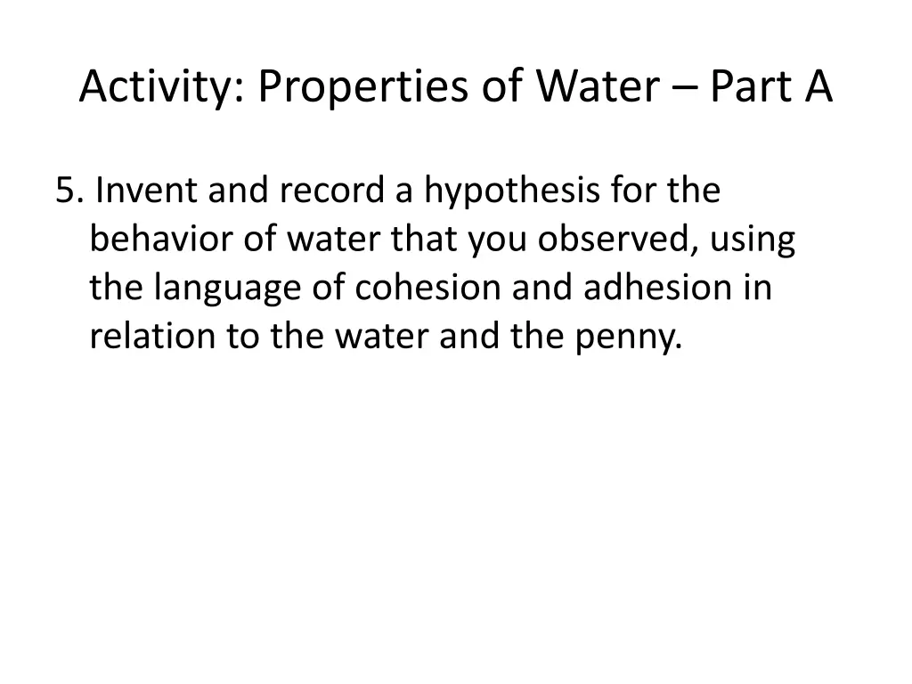 activity properties of water part a 2