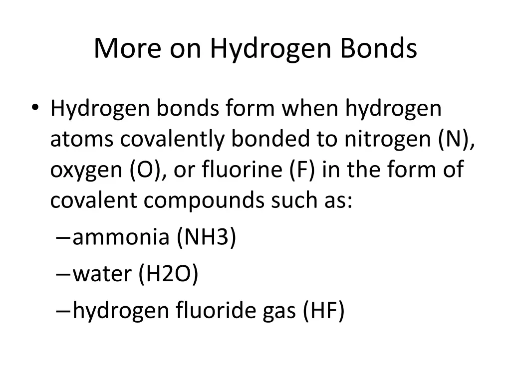 more on hydrogen bonds