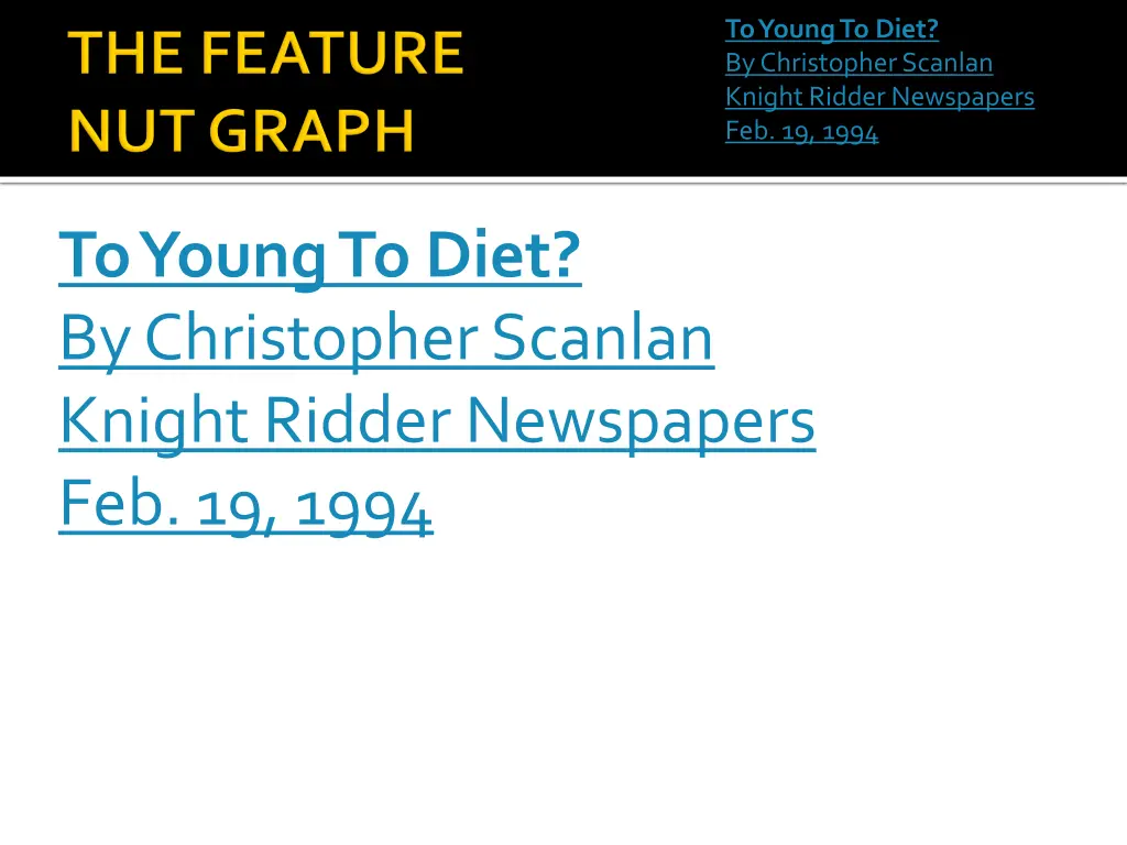 to young to diet by christopher scanlan knight