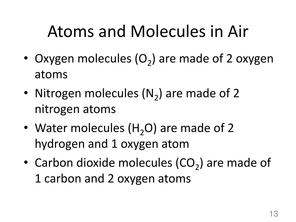 atoms and molecules in air