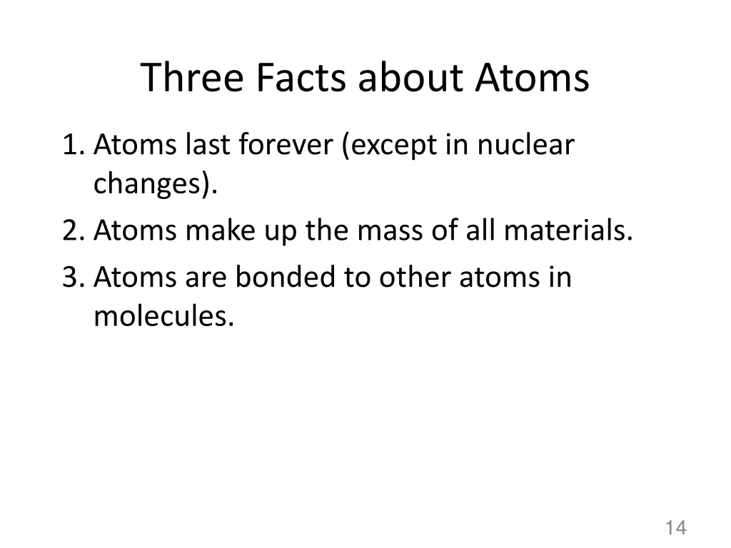 three facts about atoms