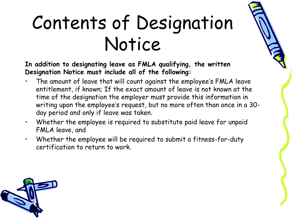 contents of designation notice