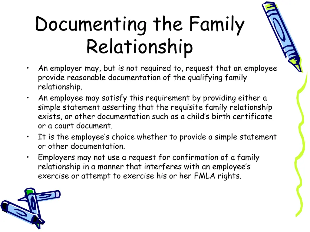 documenting the family relationship an employer