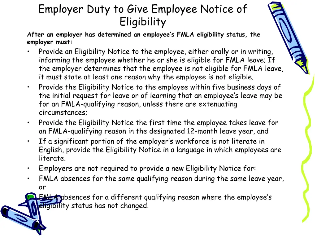 employer duty to give employee notice