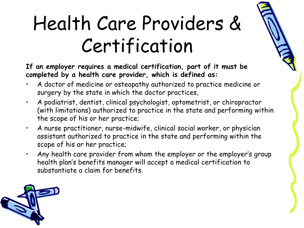 health care providers certification