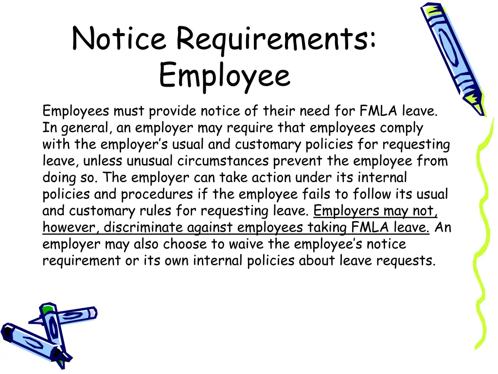 notice requirements employee employees must