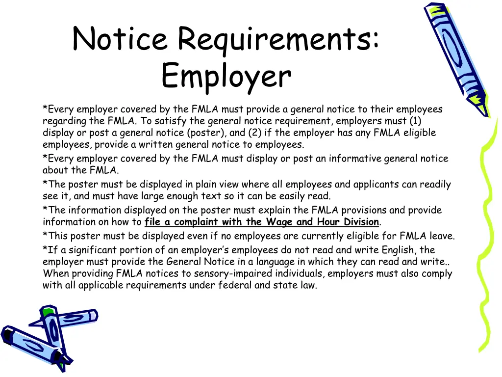 notice requirements employer