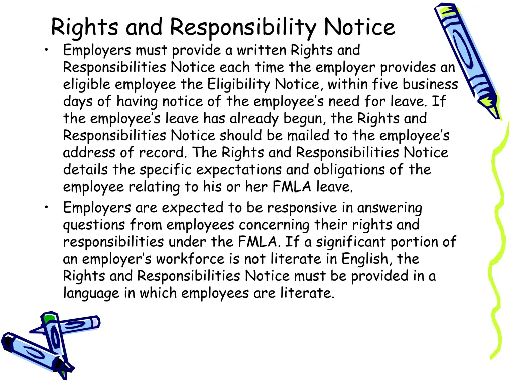 rights and responsibility notice employers must