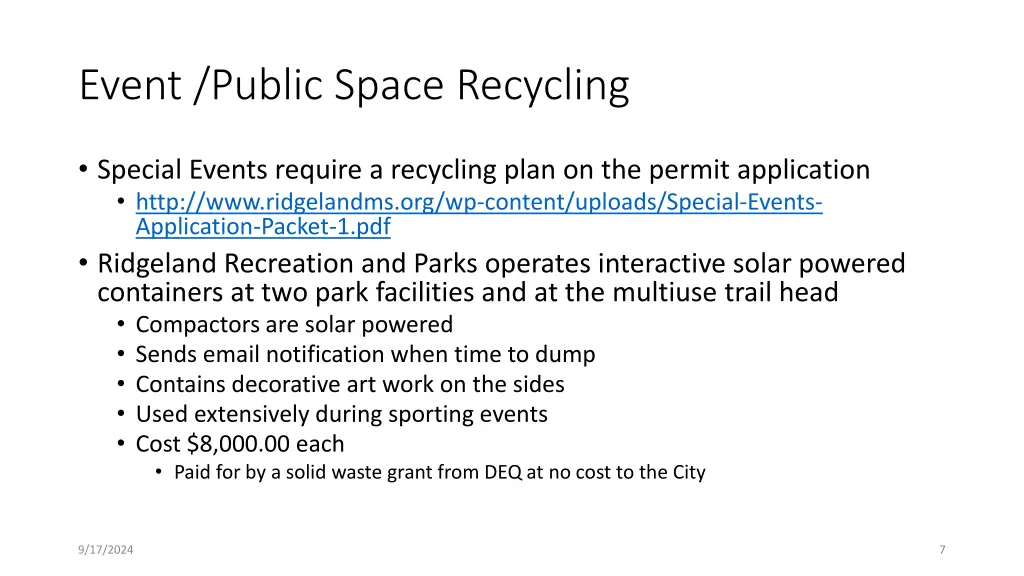 event public space recycling