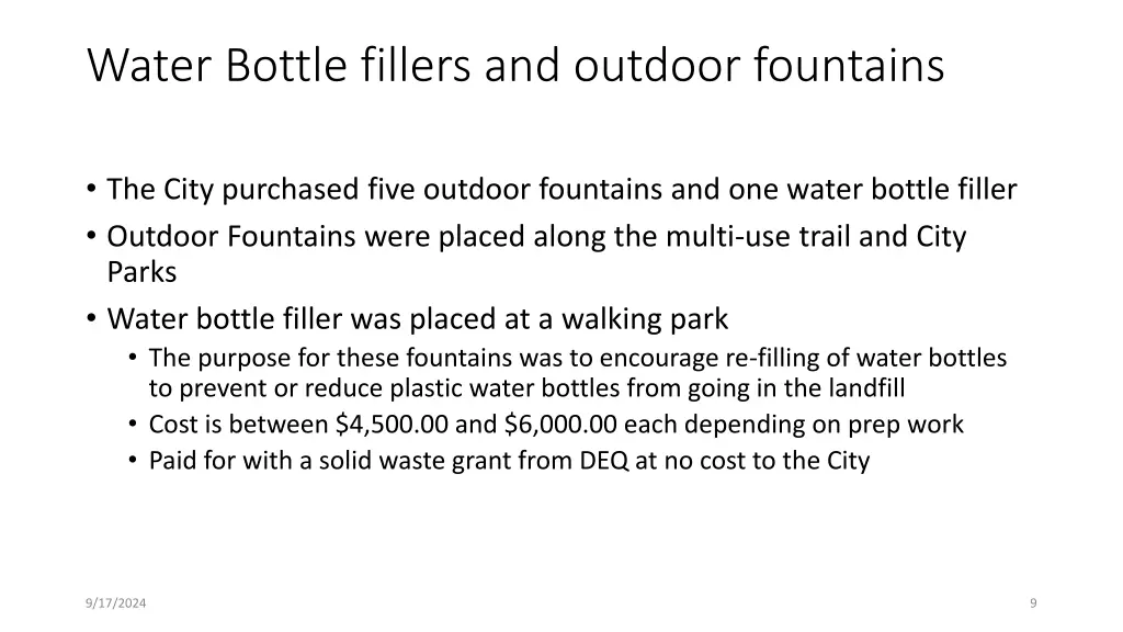 water bottle fillers and outdoor fountains