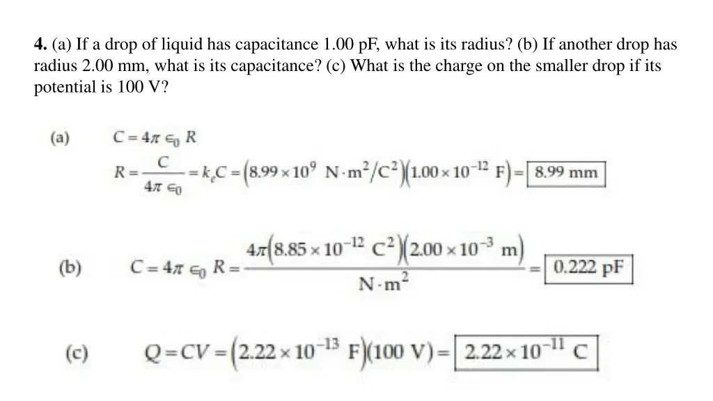 4 a if a drop of liquid has capacitance