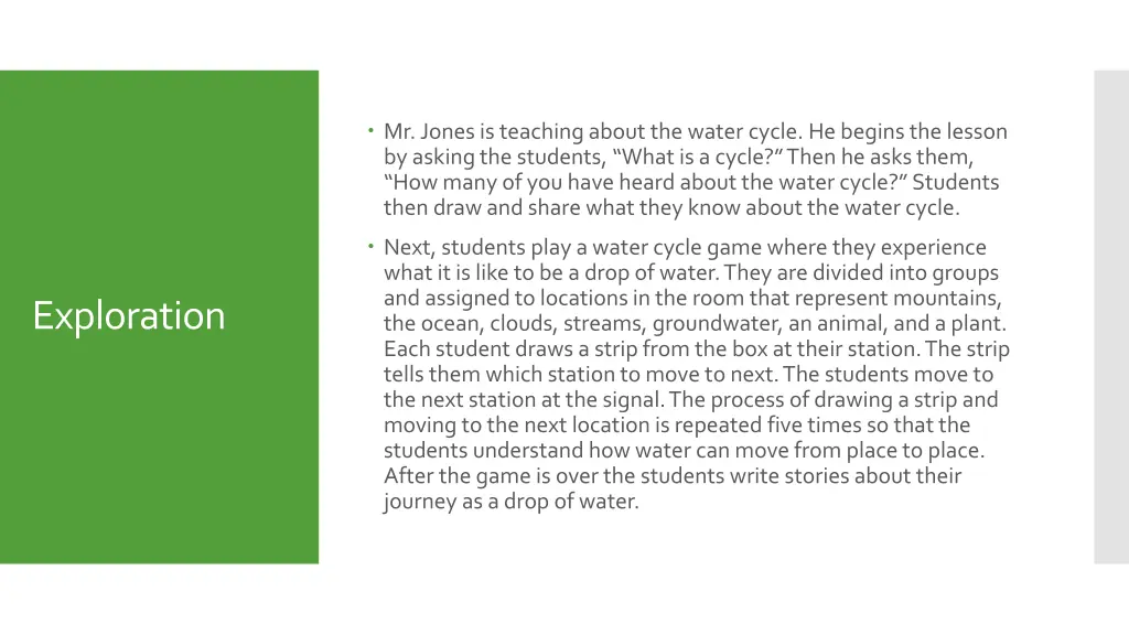 mr jones is teaching about the water cycle