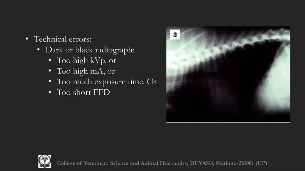 technical errors dark or black radiograph