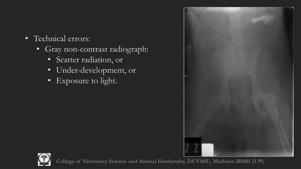 technical errors gray non contrast radiograph