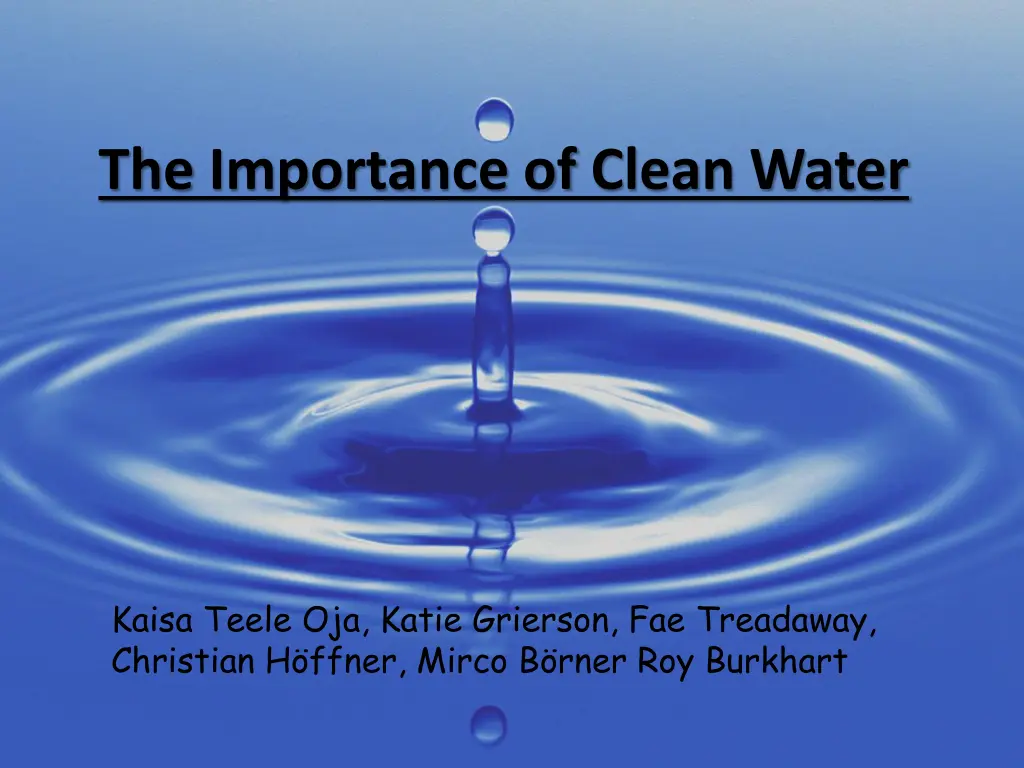 the importance of clean water