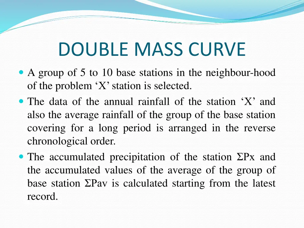 double mass curve a group of 5 to 10 base