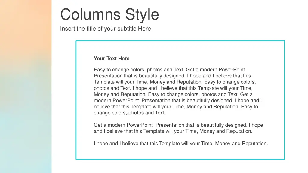 columns style insert the title of your subtitle